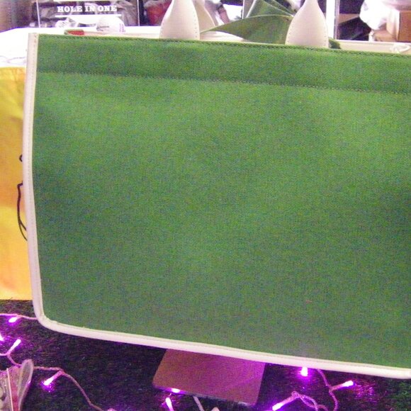 Betsey Johnson Kitsch Queen Of The Green Large Canvas Tote Bag Green & White NWT - Picture 12 of 16